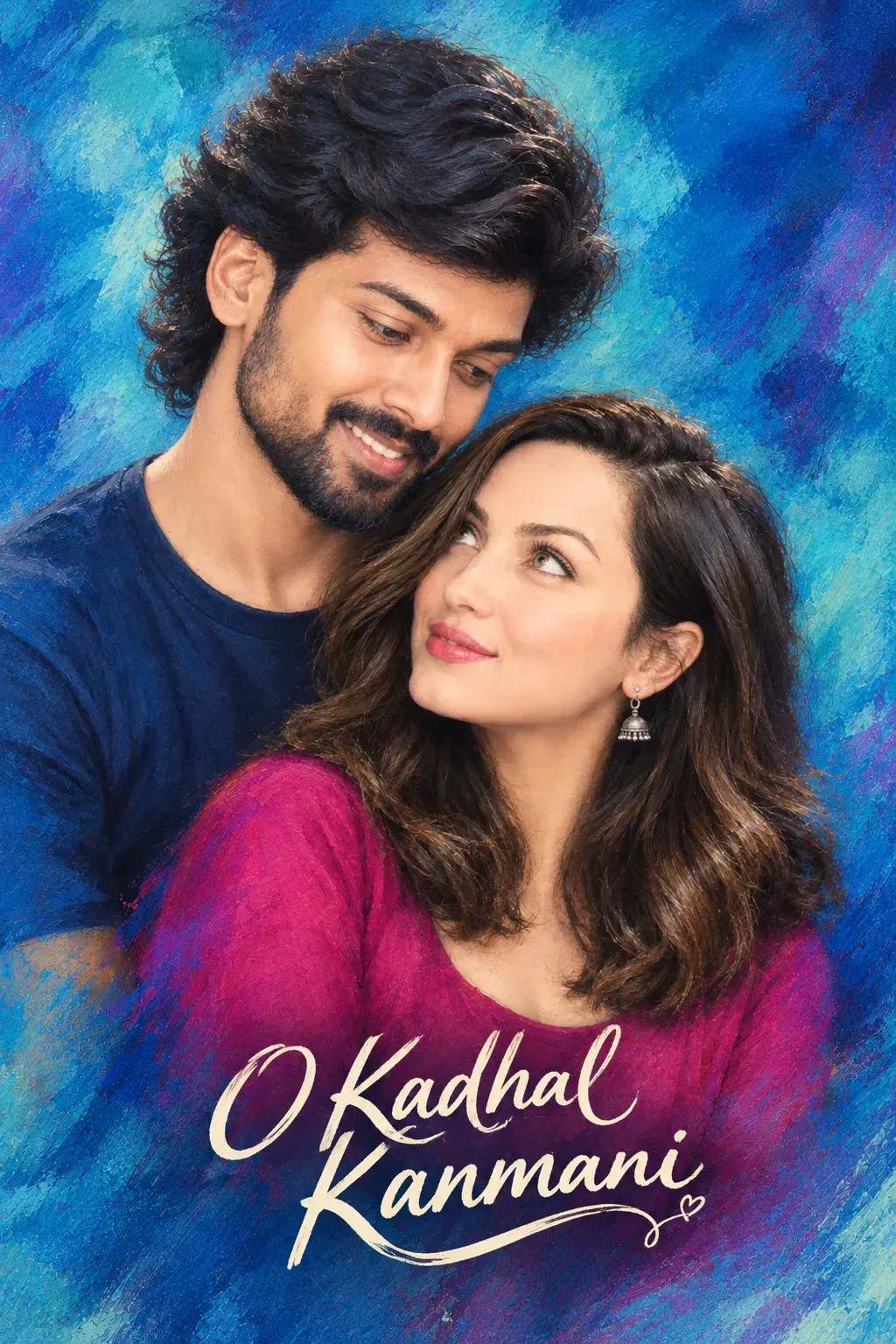Romantic Blue Painting Couple Portrait
