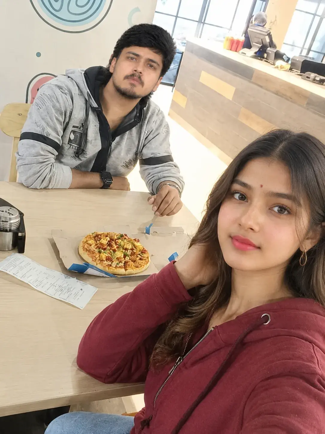 Romantic Café Couple Selfie – Face Swap Portrait