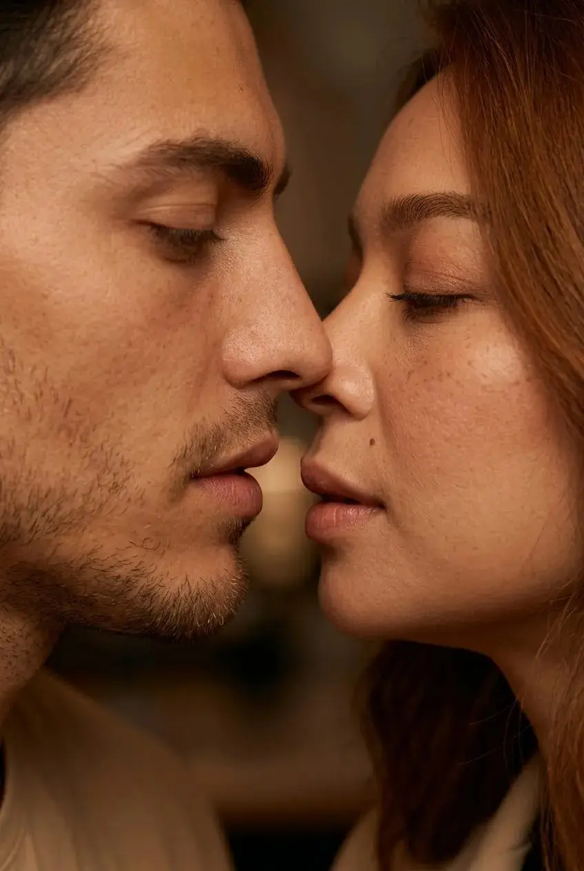 Romantic Couple Extreme Close-Up