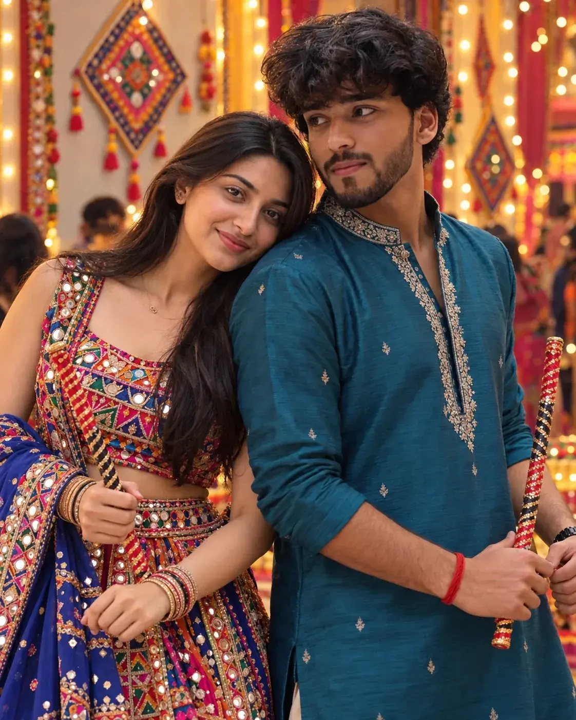 Romantic Navratri Couple Photo Prompt
