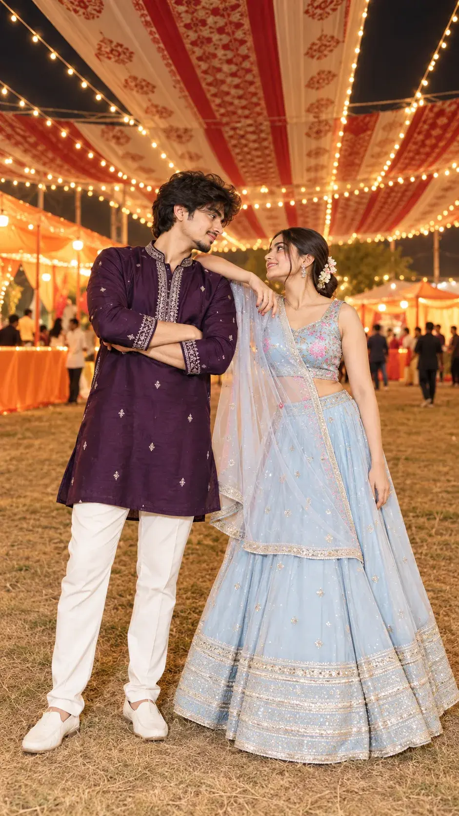 Romantic Navratri Couple Portrait In Traditional Indian Festive Outfits 💖