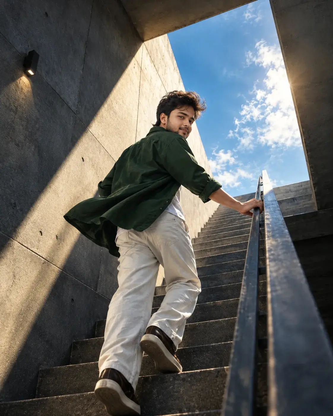 Rooftop Staircase Into Light