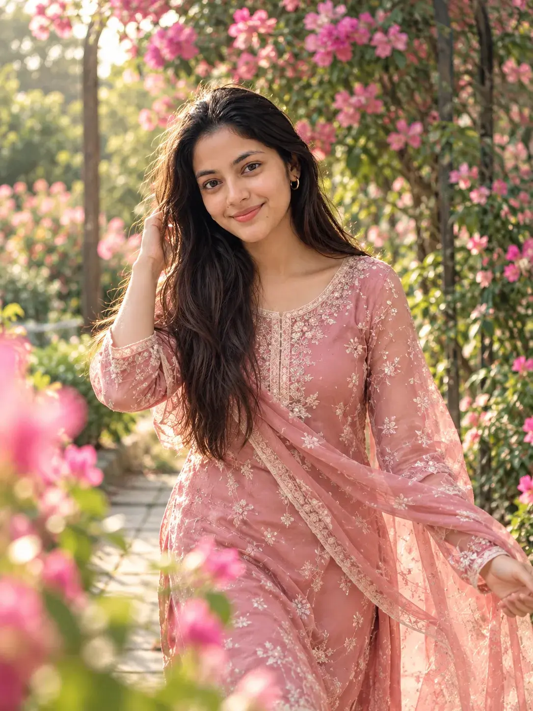 Rose-Pink Embroidered Salwar Suit Look