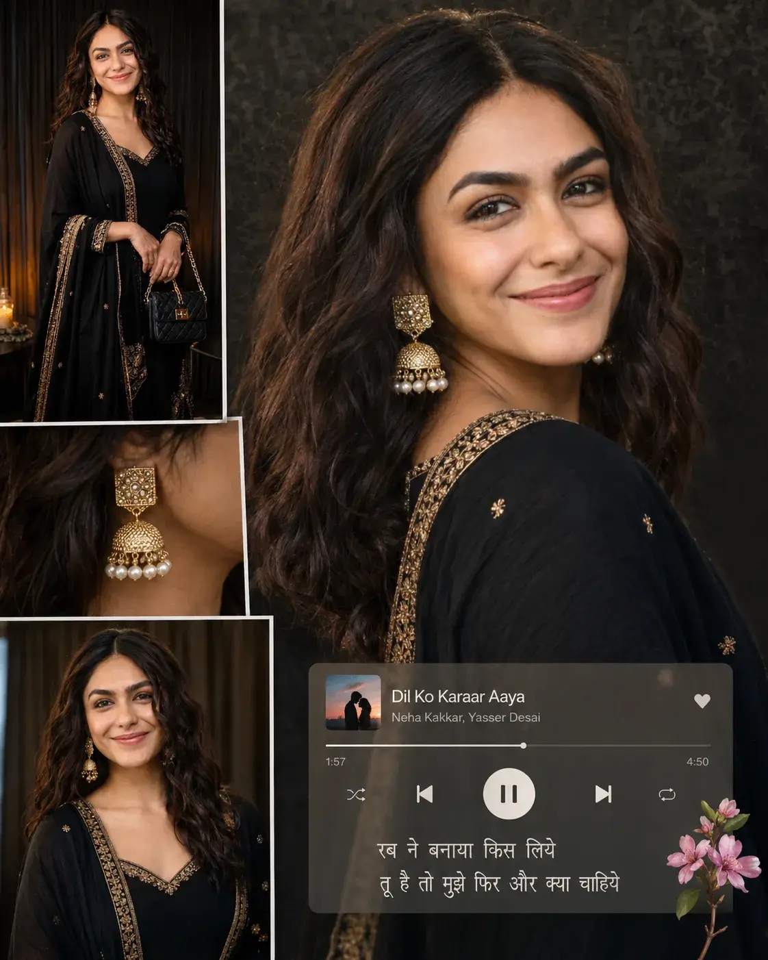 Royal Black Salwar Kameez Cinematic Portrait Collage