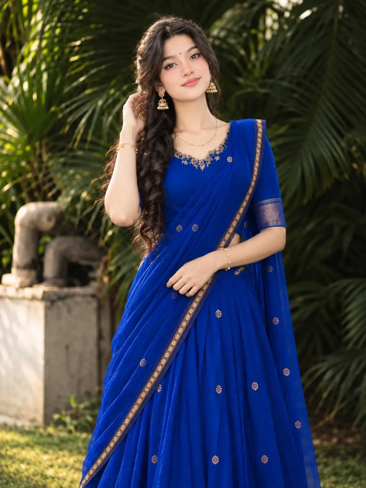 Royal Blue Lehenga Full Body Portrait