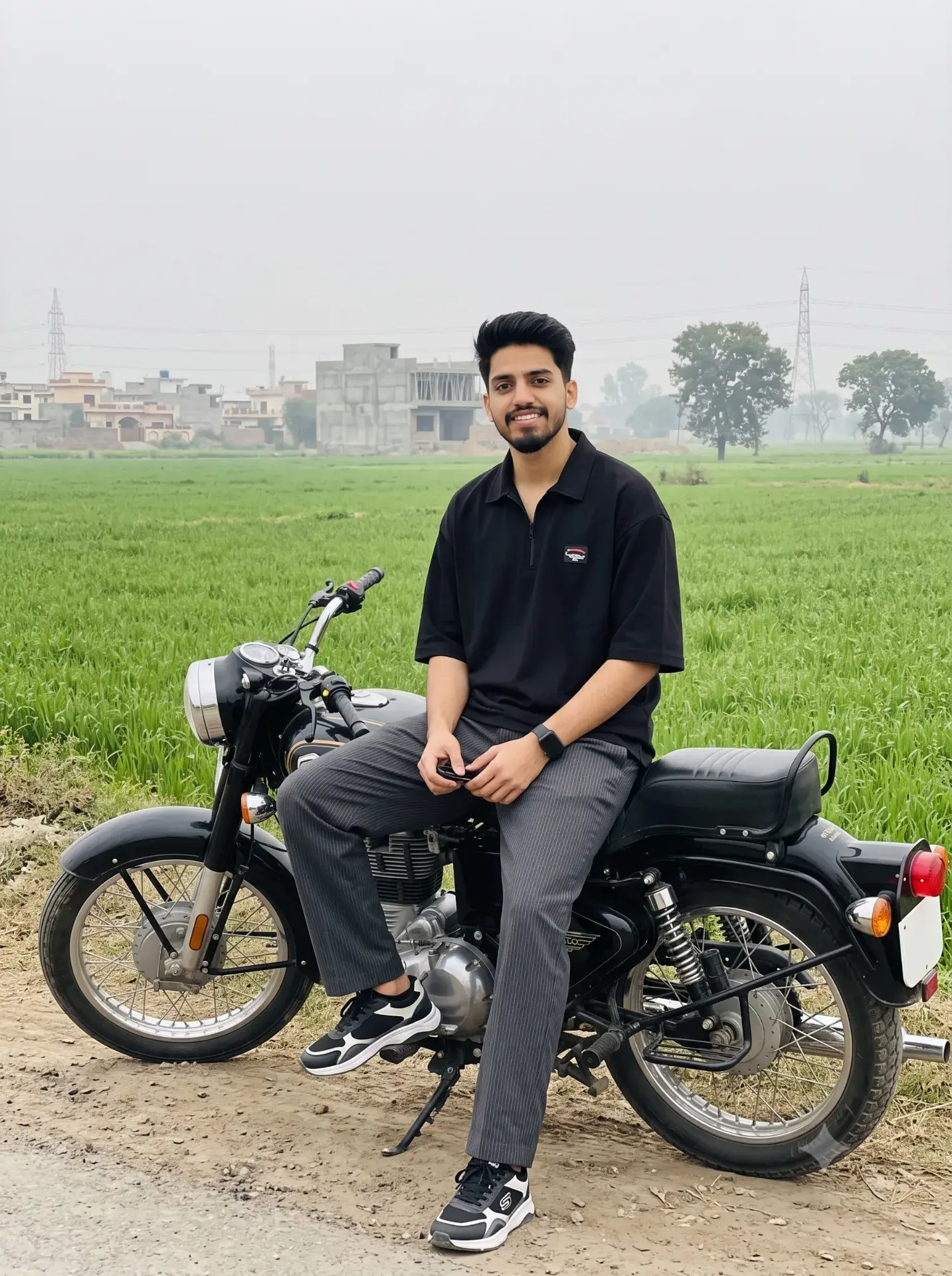 Royal Enfield Village Realistic Portrait