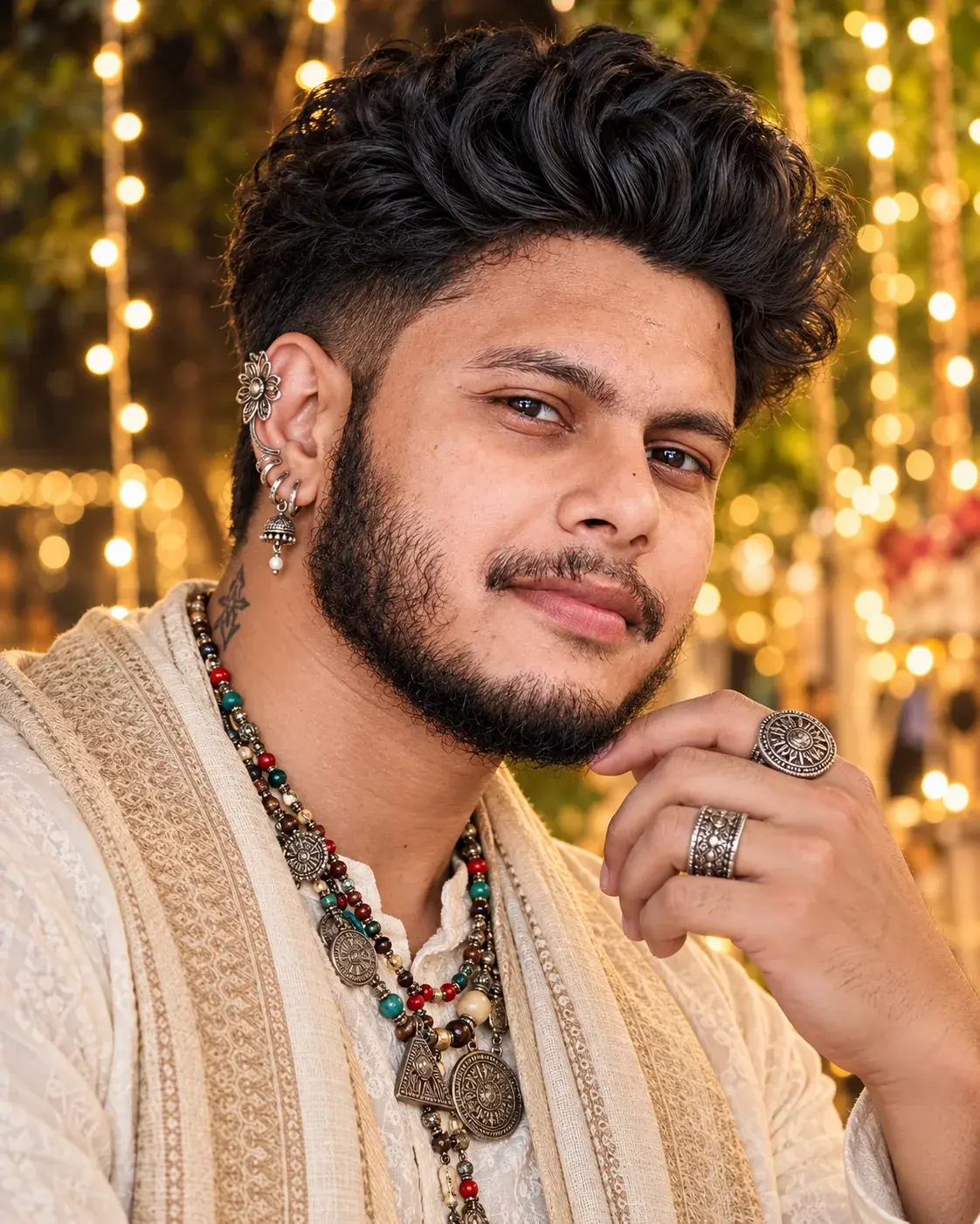 Royal Ethnic Portrait With Warm Festive Bokeh