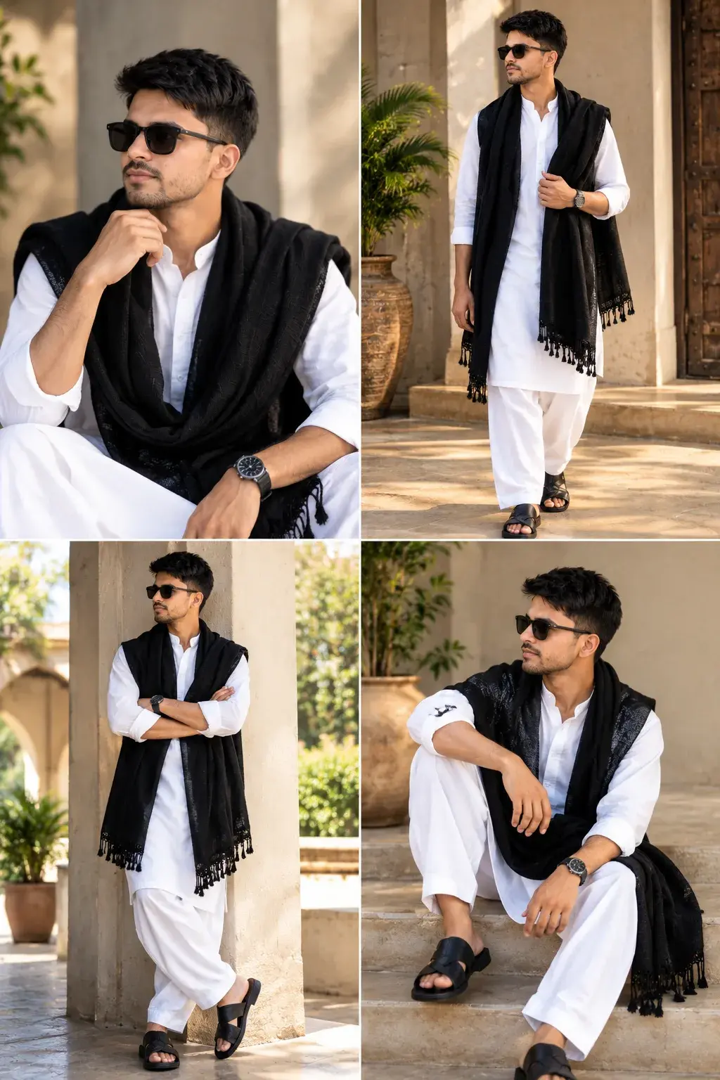 🤍 Royal Kurta Look 🔥👑 | 4 Stylish Poses In One Frame 😎 | Desi Boy Fashion ✨ Shorts