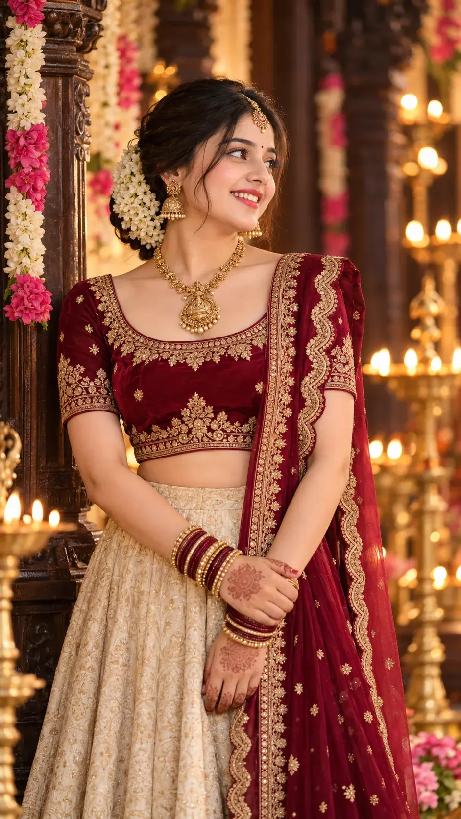Royal Maroon Elegance ✨ | Traditional Indian Festive Look ❤️
