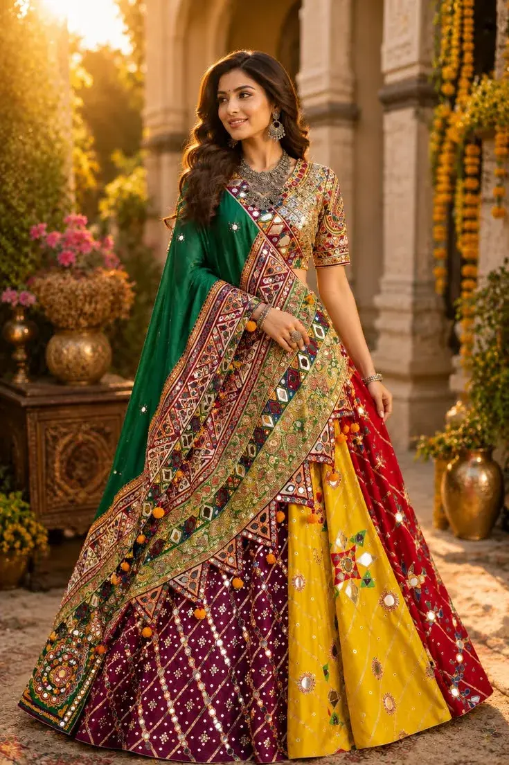 Royal Multicolor Navratri Lehenga Portrait