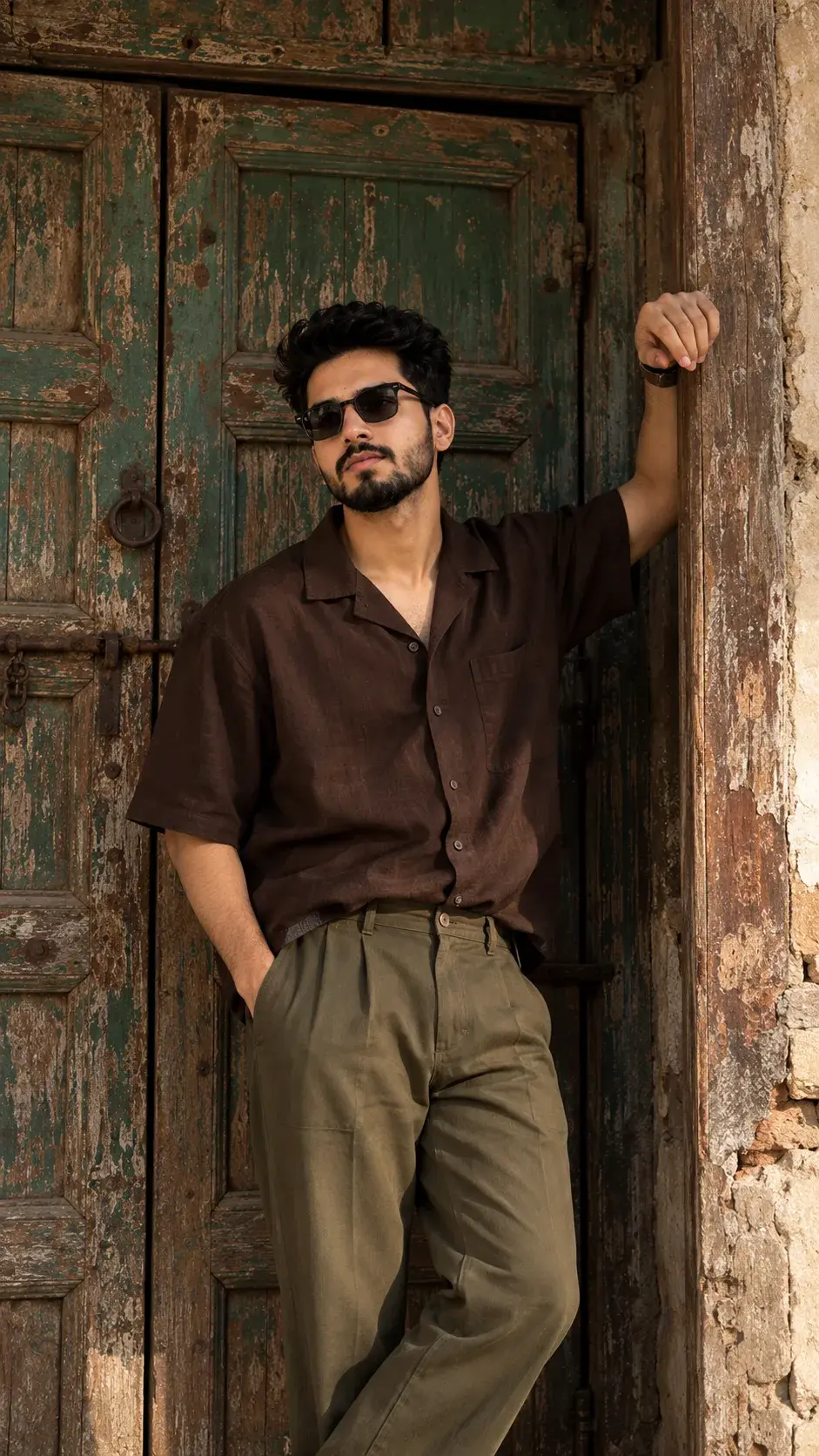Rustic Wooden Door Cinematic Portrait