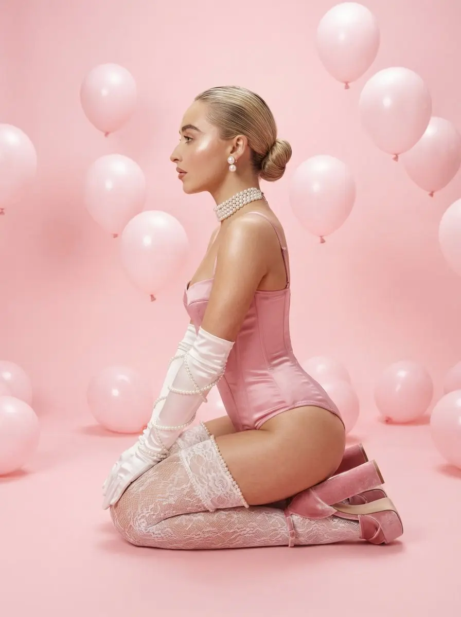 Sabrina Carpenter-Like Woman In Pastel Coquette Style