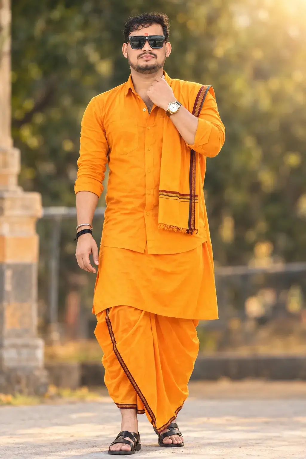 Saffron Orange Bhagwa Dhoti Kurta