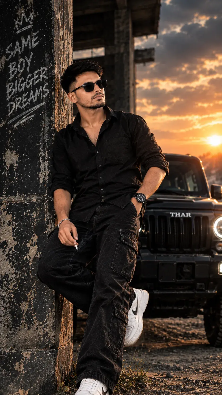 Same Boy, Bigger Dreams 😎🔥 | Cinematic Thar Attitude 🖤🚘