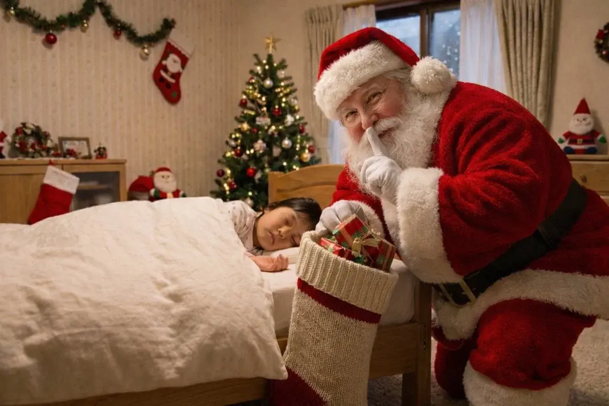 Santa Visiting Child Christmas