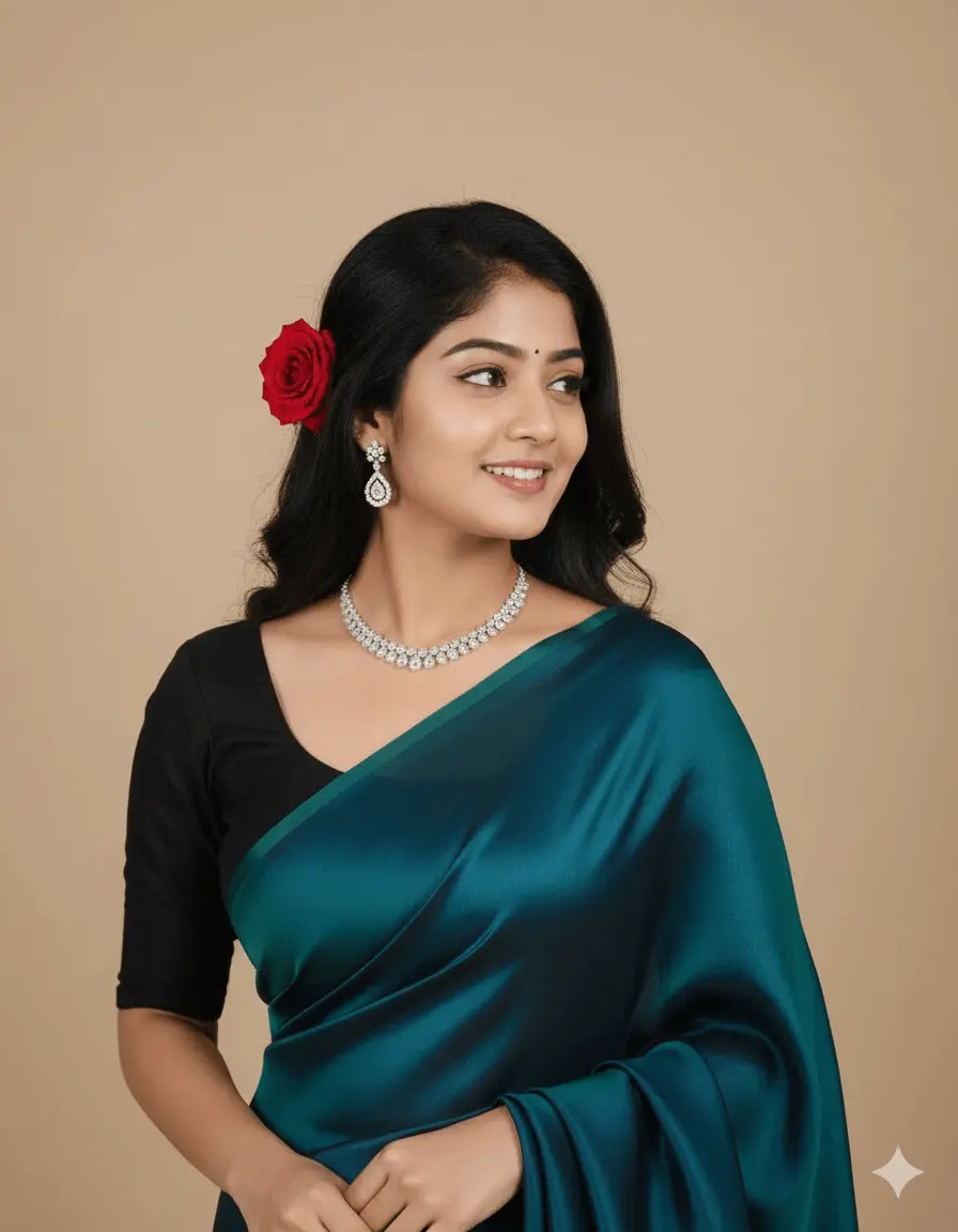 Satin Saree Beauty