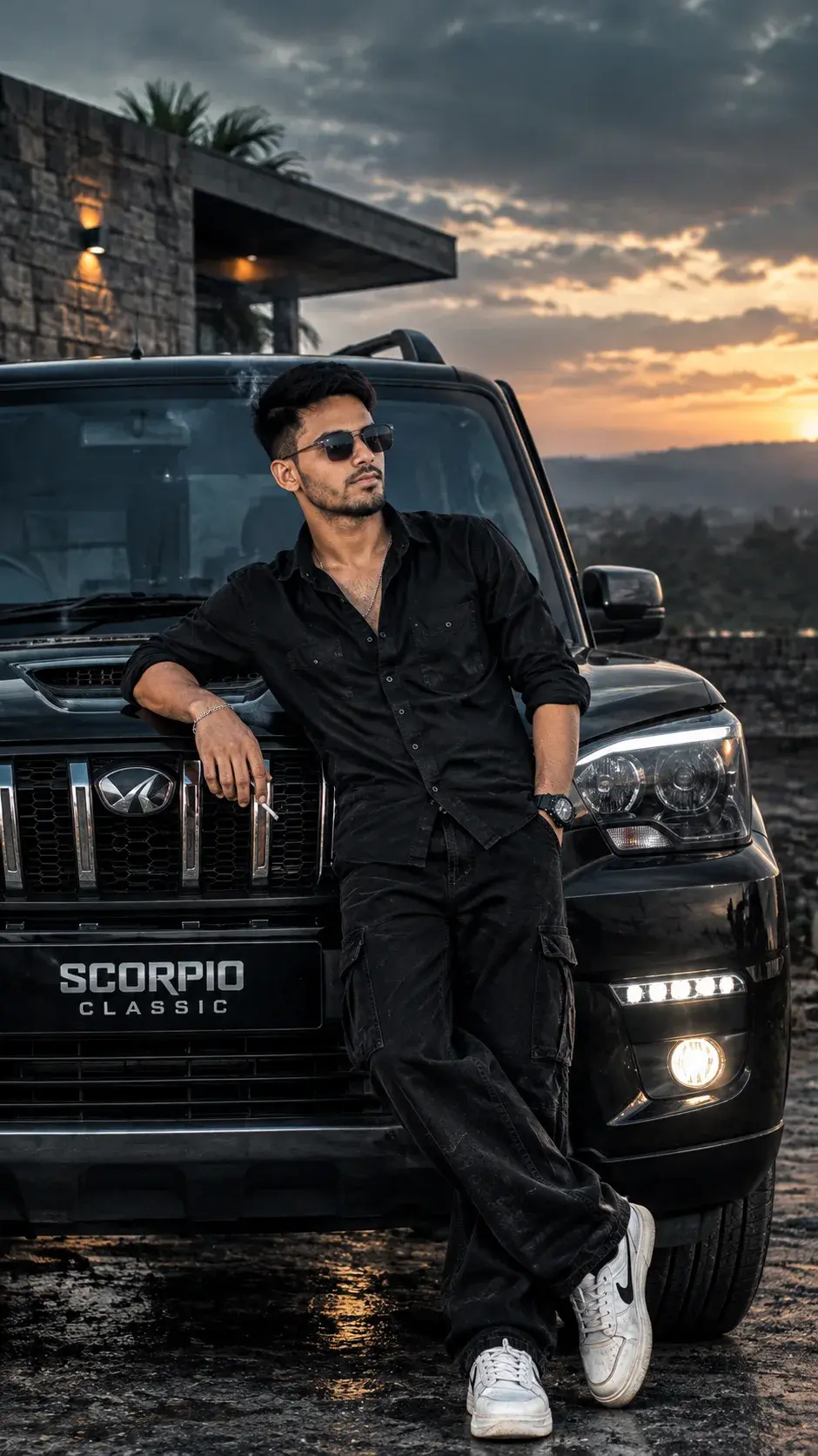 🔥 Scorpio Classic Ke Saath Royal Look 😎 | Black Outfit Killer Attitude 🚘