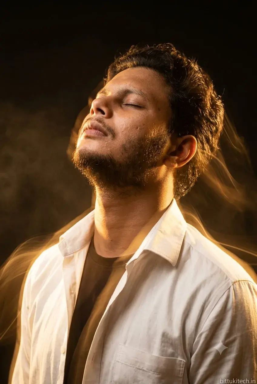 Serene Man In Golden Light