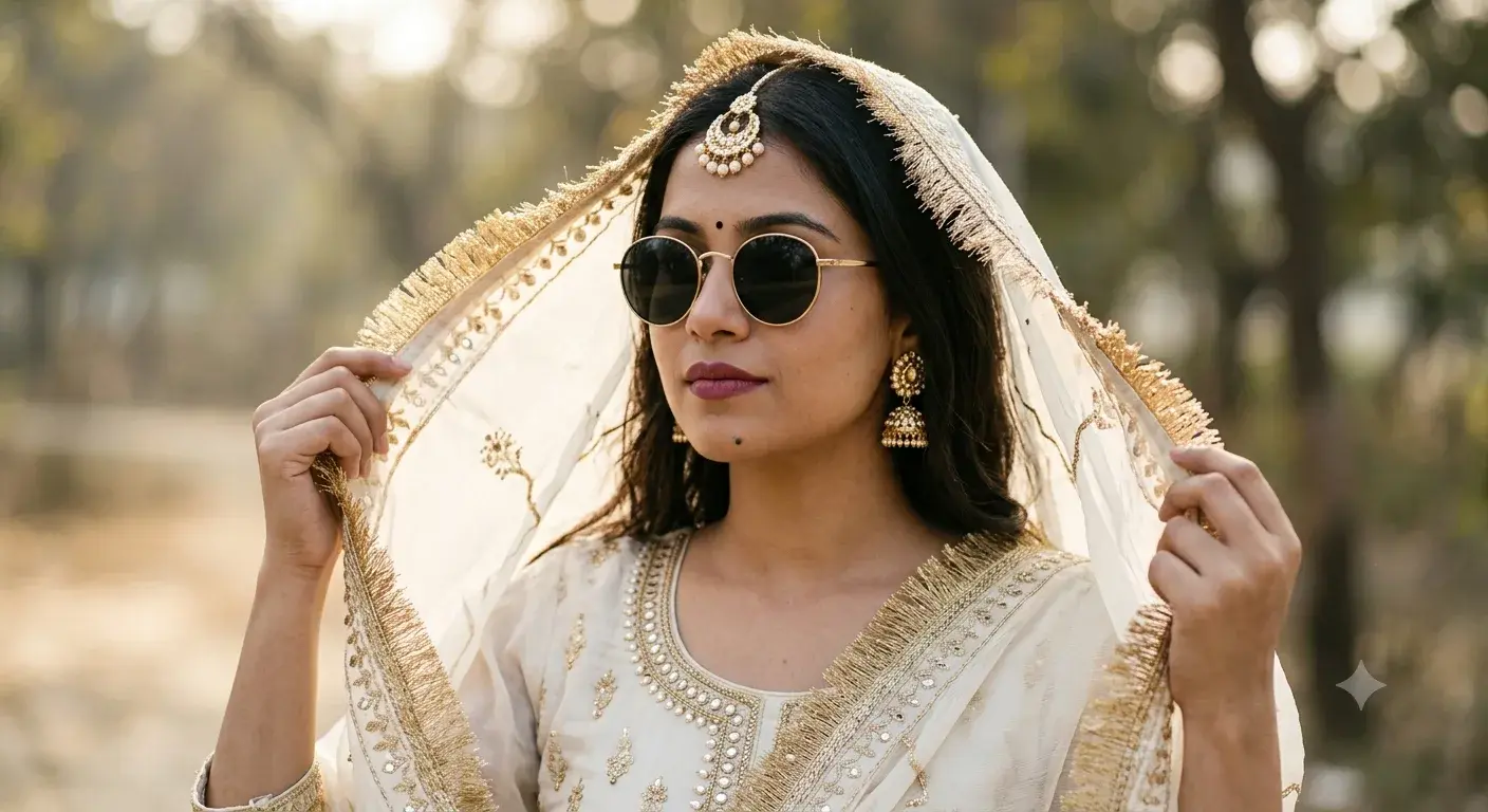 Short & Impactful ​Ivory Radiance ​Kundan & Gold ​Framed In Gold