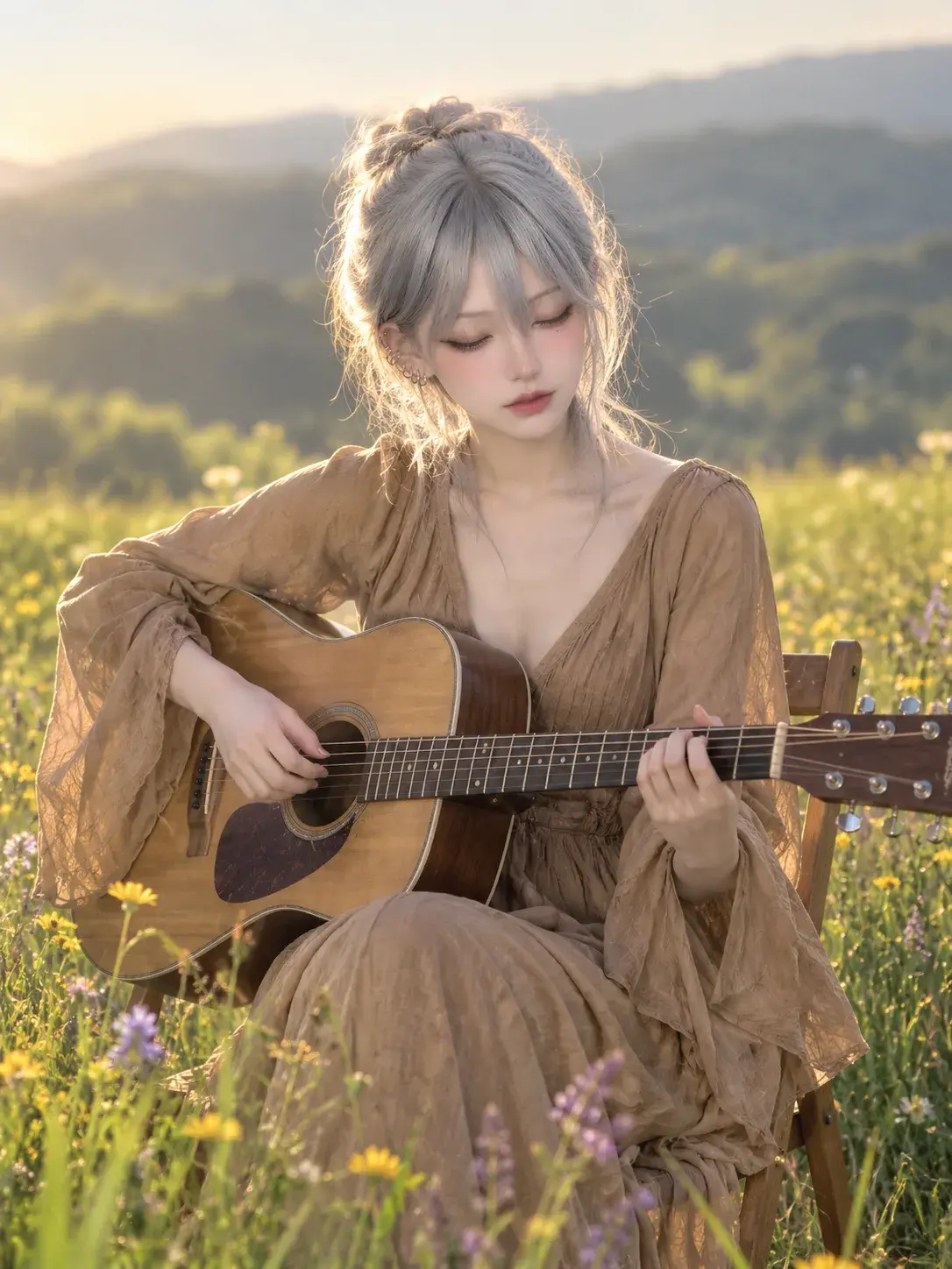 🎵 Silver-Haired Meadow Melody 🌿🎸