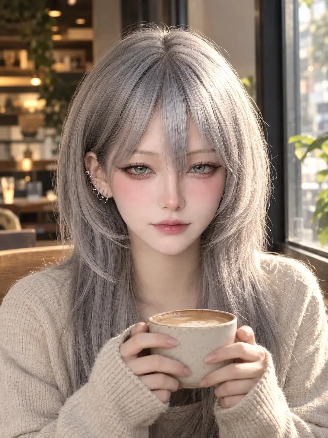 ☕🩶 Silver Serenity — Cozy Café Moments ✨🌿