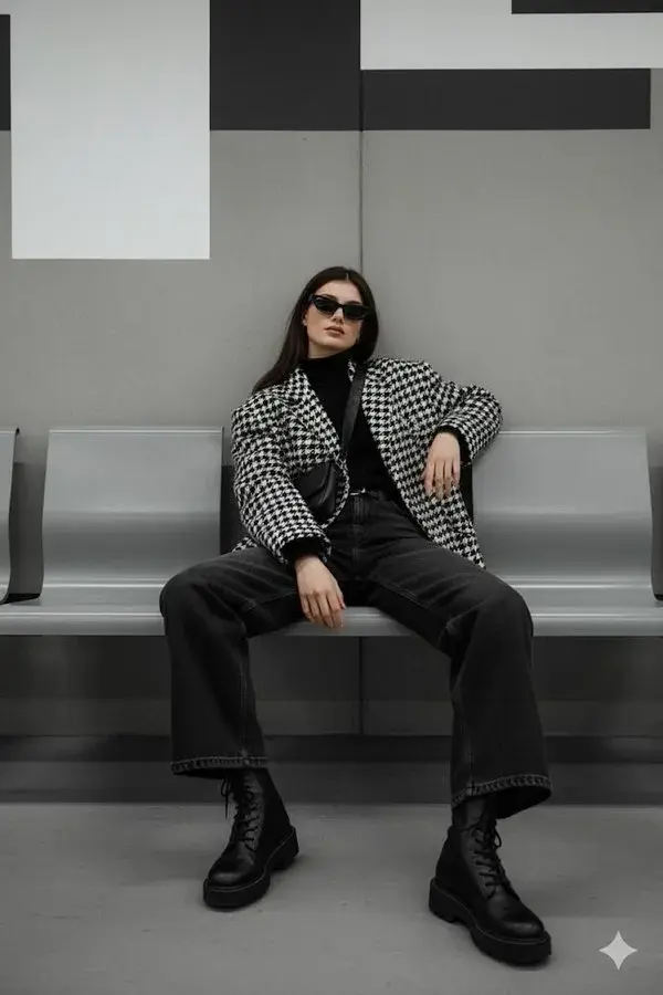 Sitting On Modern Subway Bench