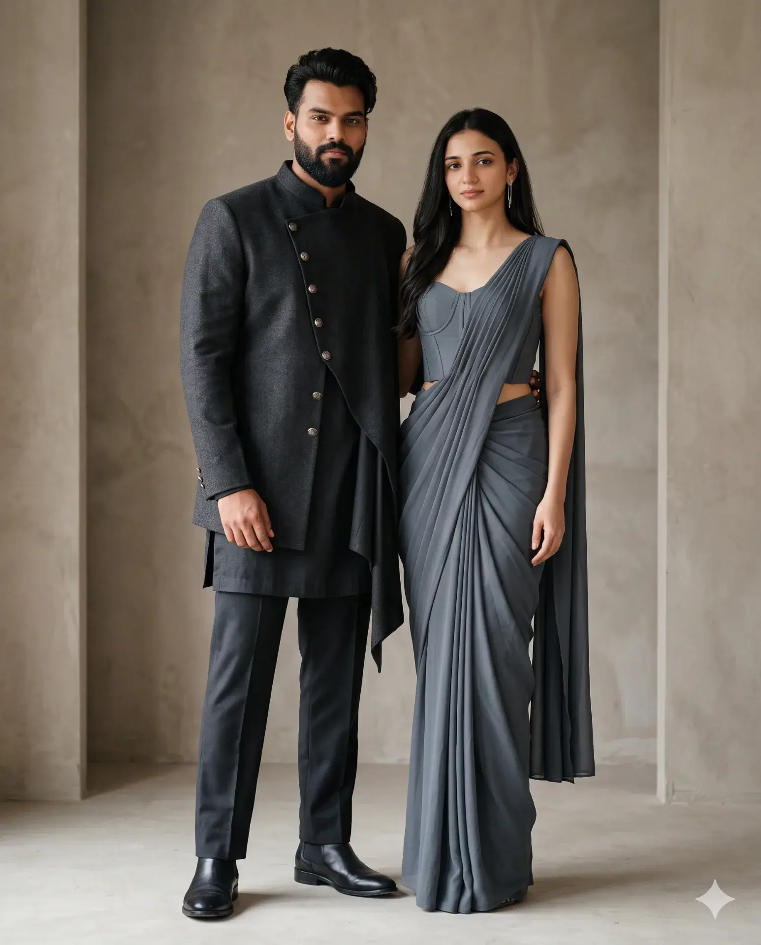 Slate & Shadow: Indo-Western Monochrome