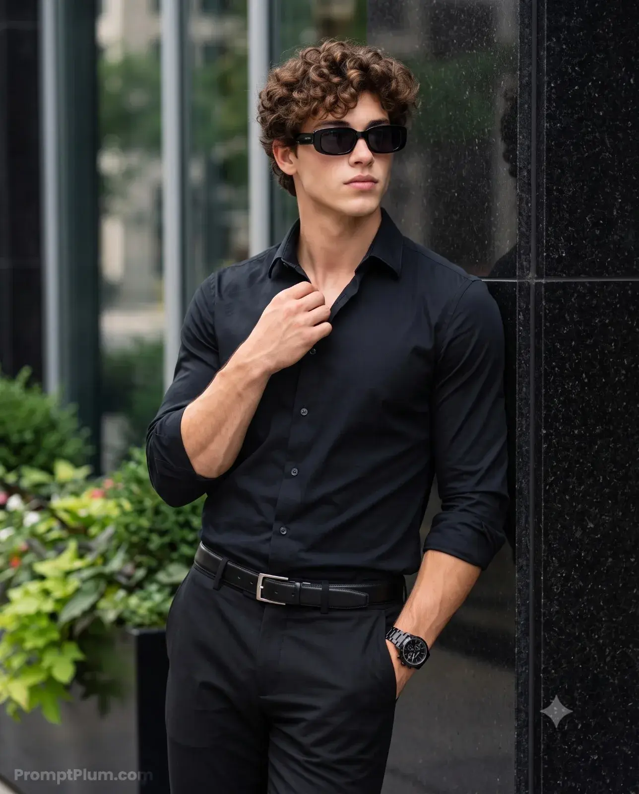 Sleek Monochromatic Urban Fashion.