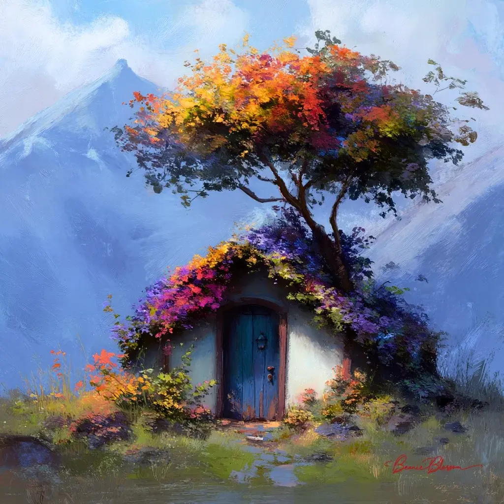 Small House Made Of Flowers