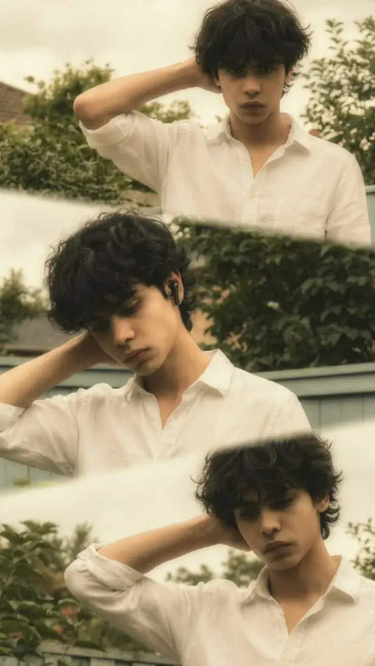Soft Vintage White Shirt Boy Outdoor Portrait Collage 🌿🤍📸