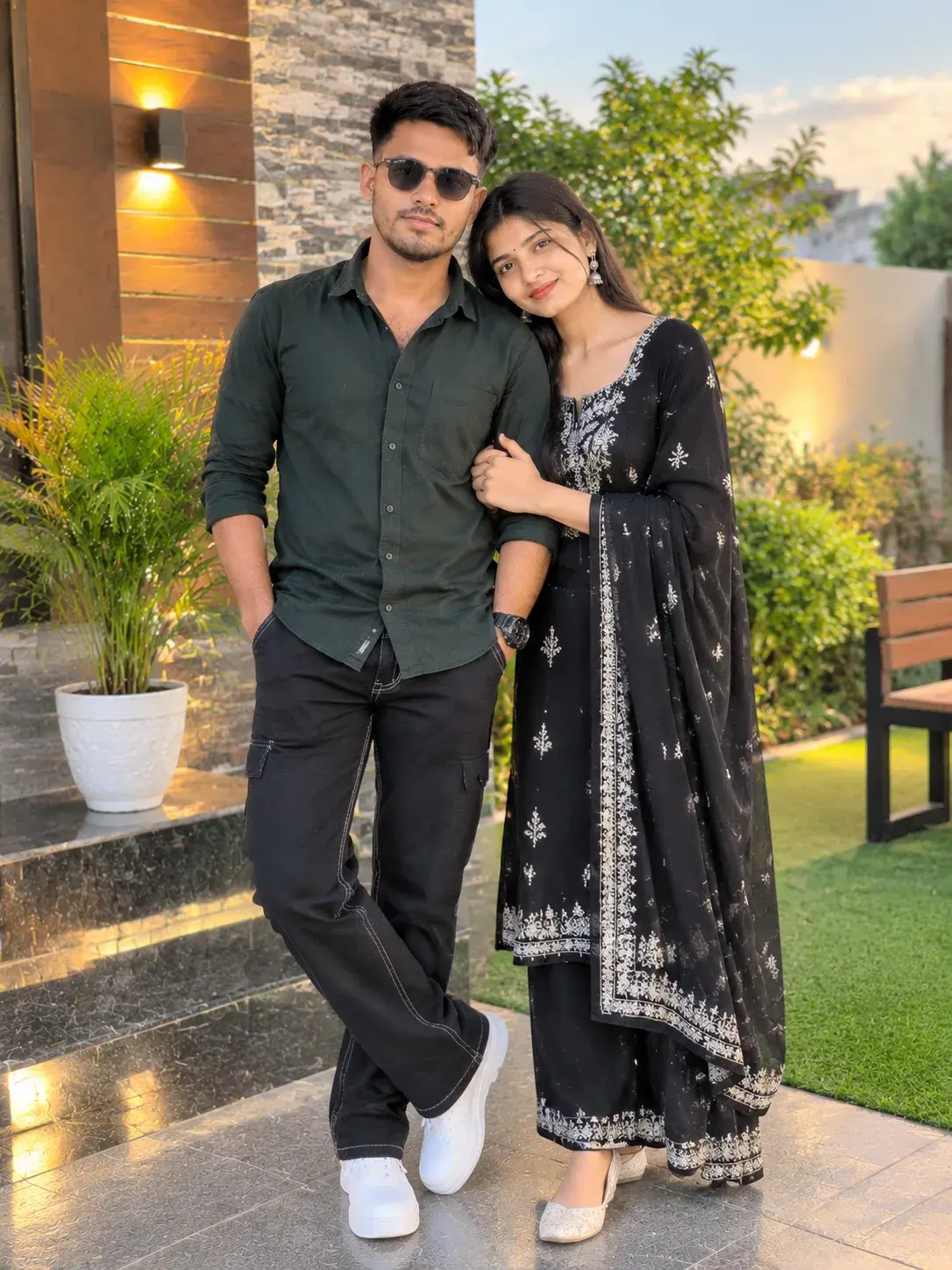 Stylish Couple Goals ❤️ | Black & Olive Outfit Look 😎✨