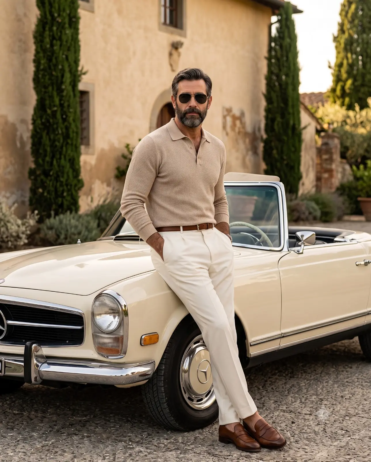 Stylish Gentleman With Vintage Car