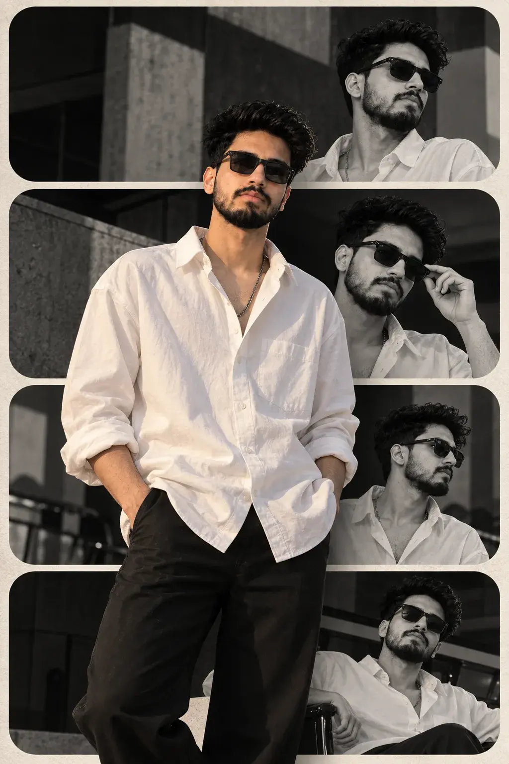 Stylish Men’s Fashion Collage | Black And White Editorial Portrait