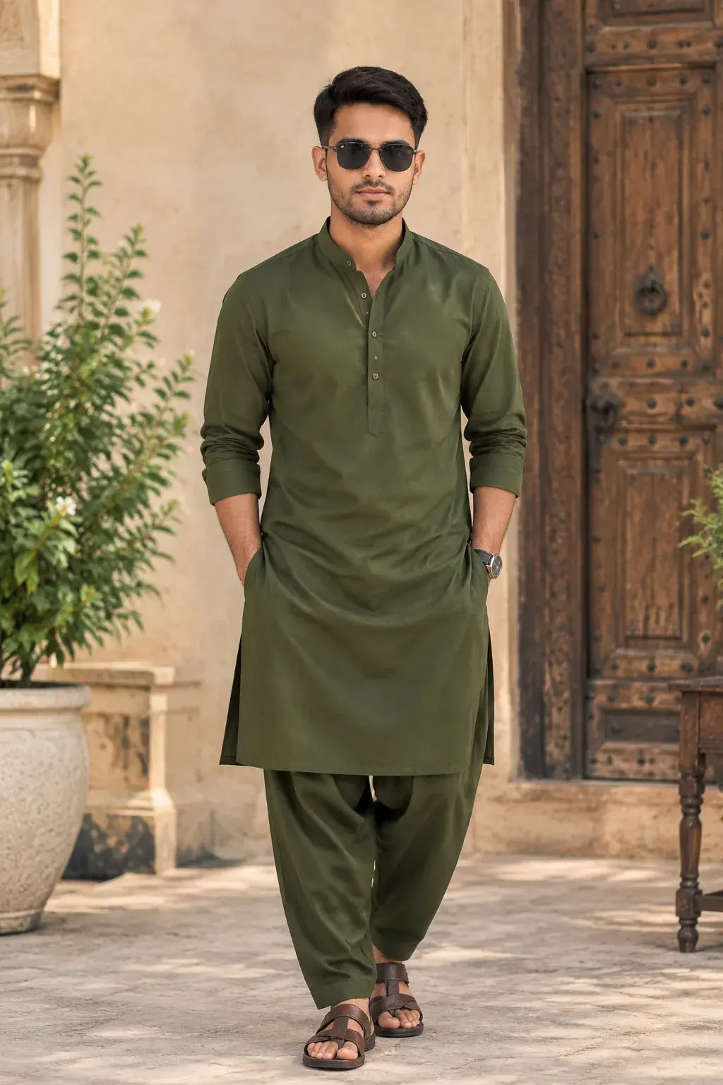 Stylish Olive Green Kurta Look 😎✨