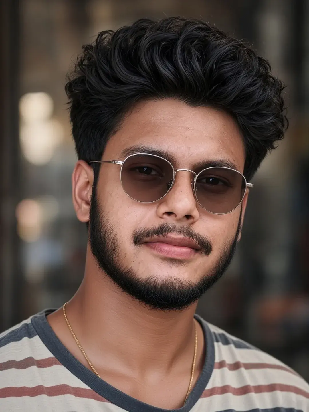 Stylish Young Man Portrait With Round Sunglasses