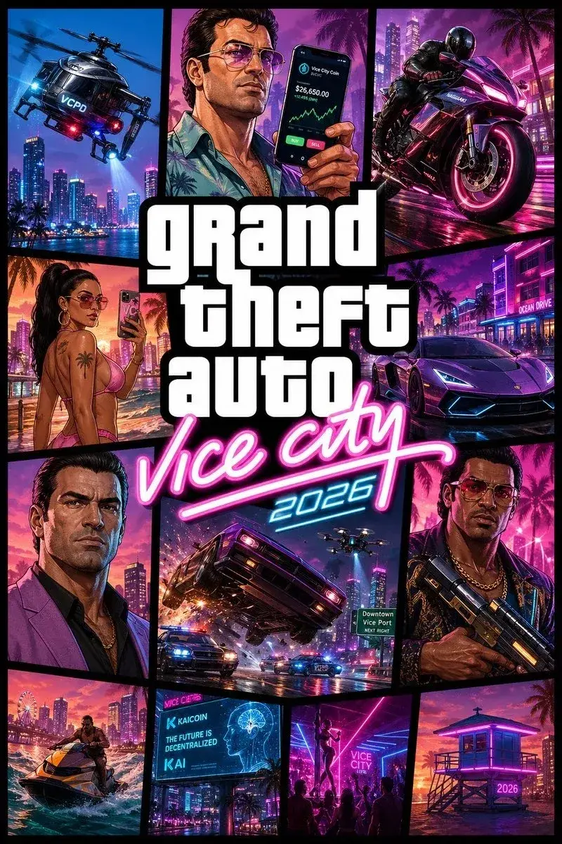 Stylized Aaa Video Game Key Art Poster Create A Stylized Aaa Video Game Key Art Poster, With Concept: “Vice City 2026” R
