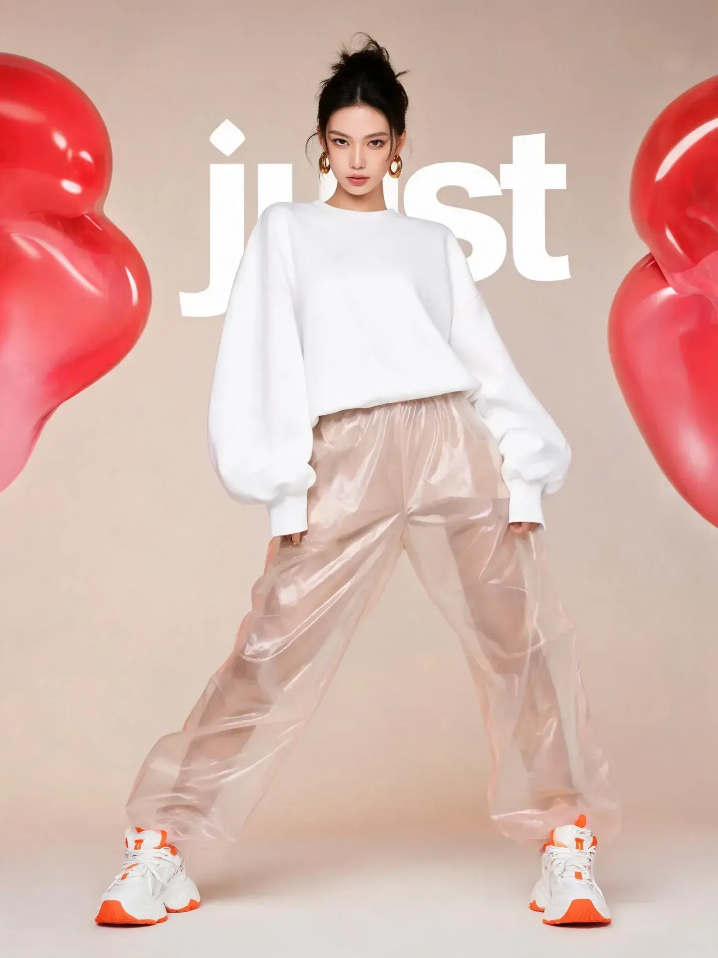 Subject & Action Full-Body Portrait Of A Female Fashion Model In A Dynamic Generate A Product Advertising Prompt Featuri