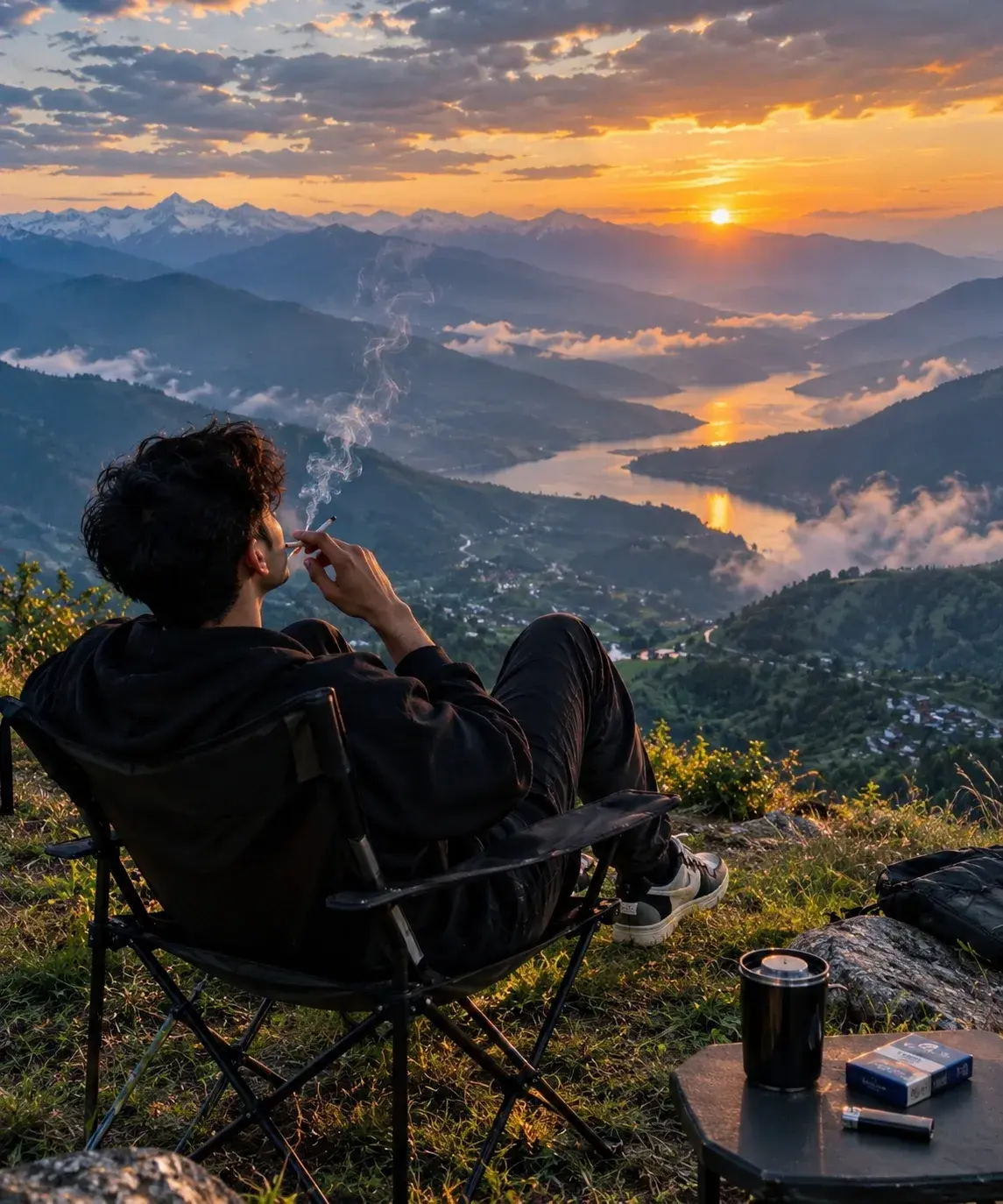 🏔️ Sukoon, Cigarette Aur Pahadon Ka Nazara 🚬🌄