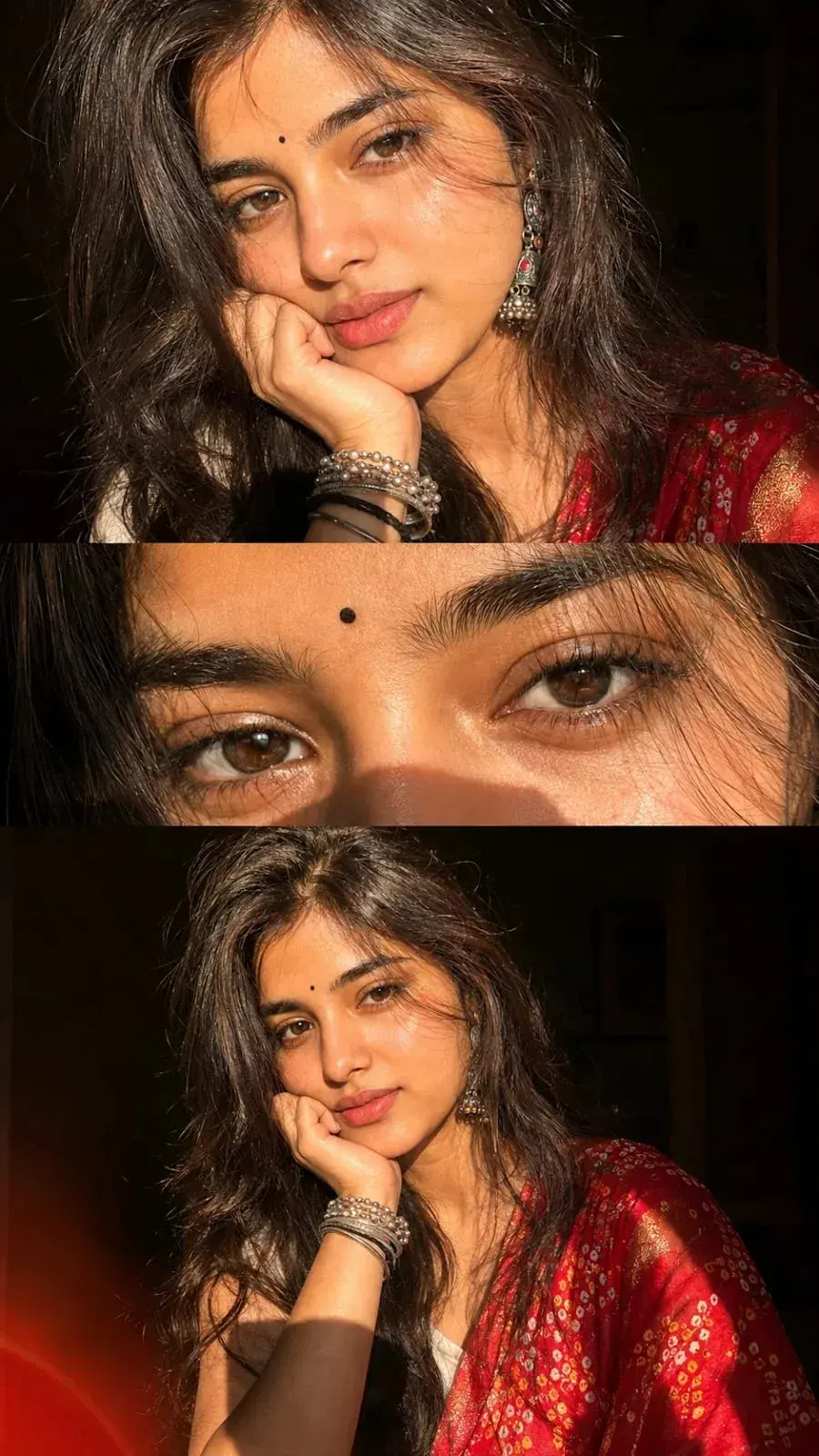 Sun-Kissed Eyes & Red Sari Stories ❤️☀️👀