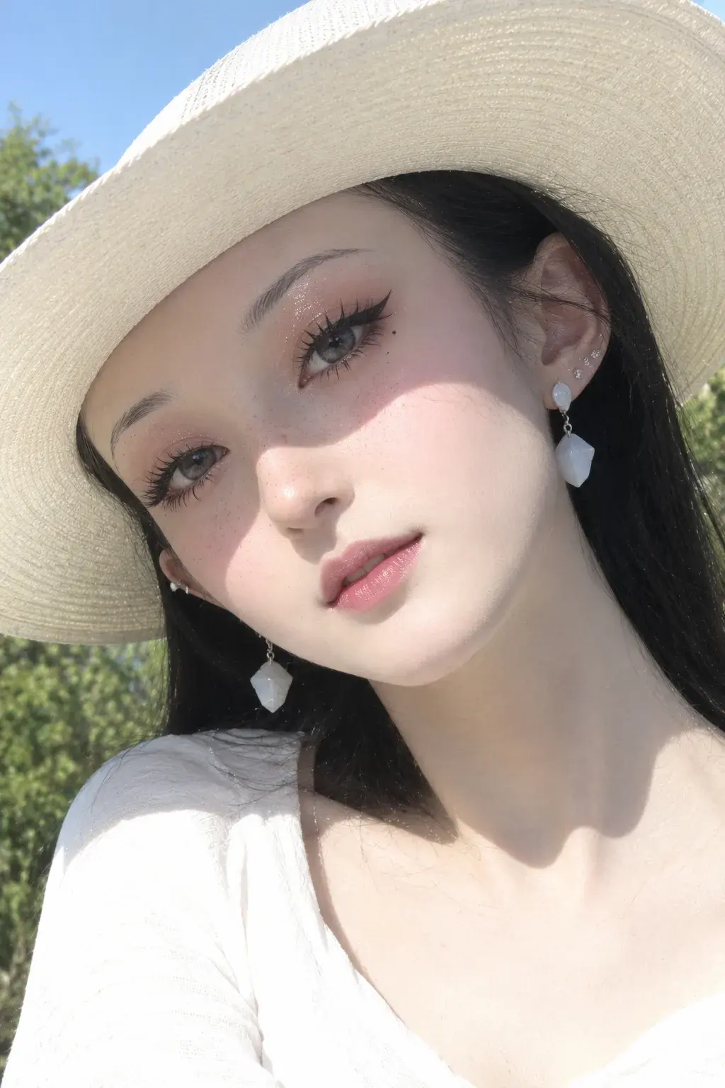 ✨ “Sunlit Elegance — A Soft Summer Selfie” 🌿☀️