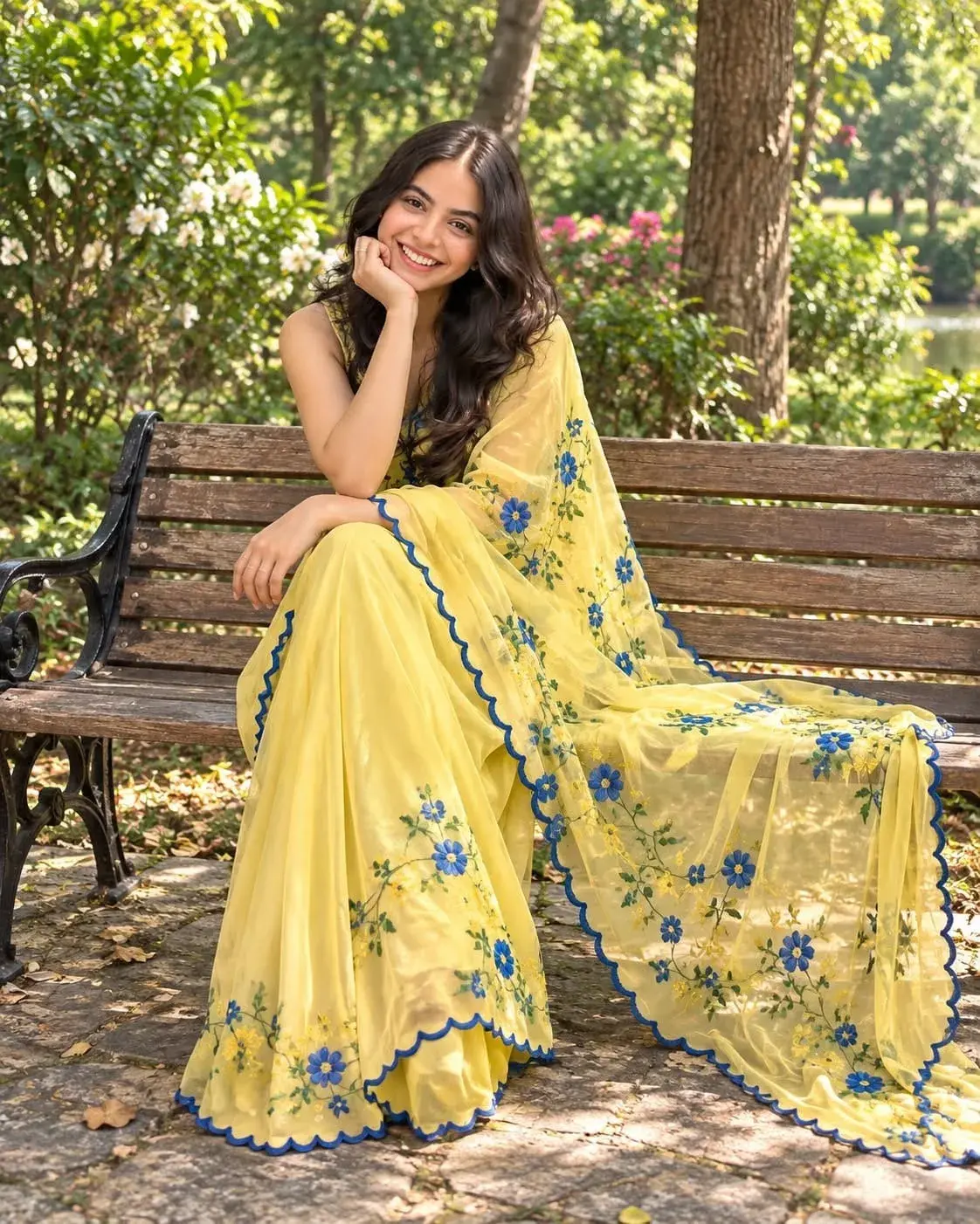 Sunlit Garden Yellow Sari Portrait