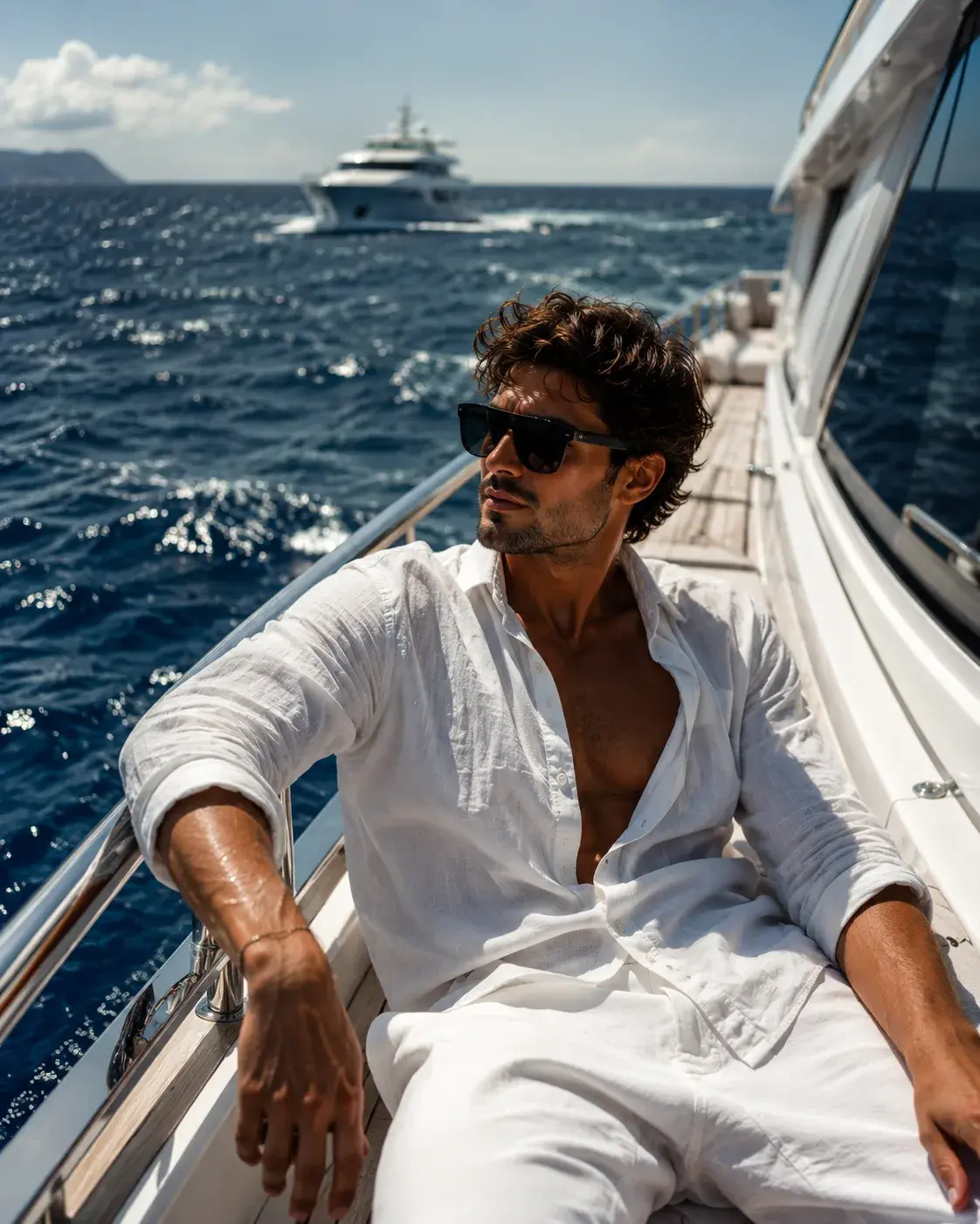 Sunlit Yacht Escape At Sea