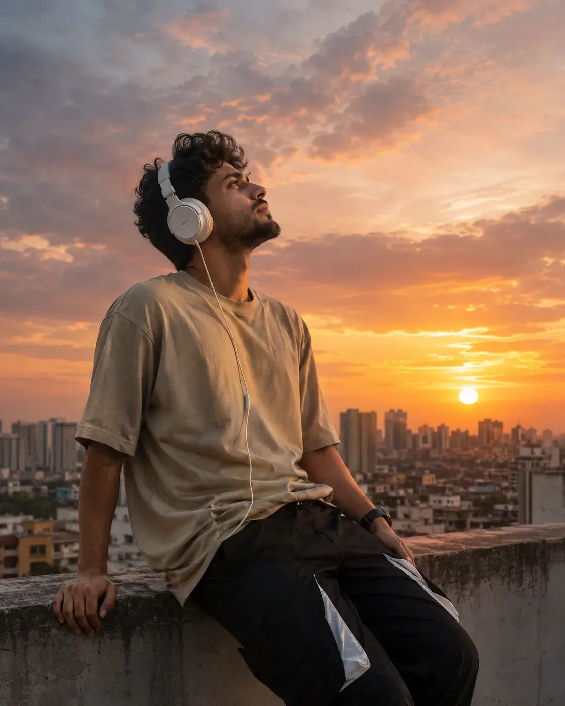 Sunset Rooftop Music Portrait