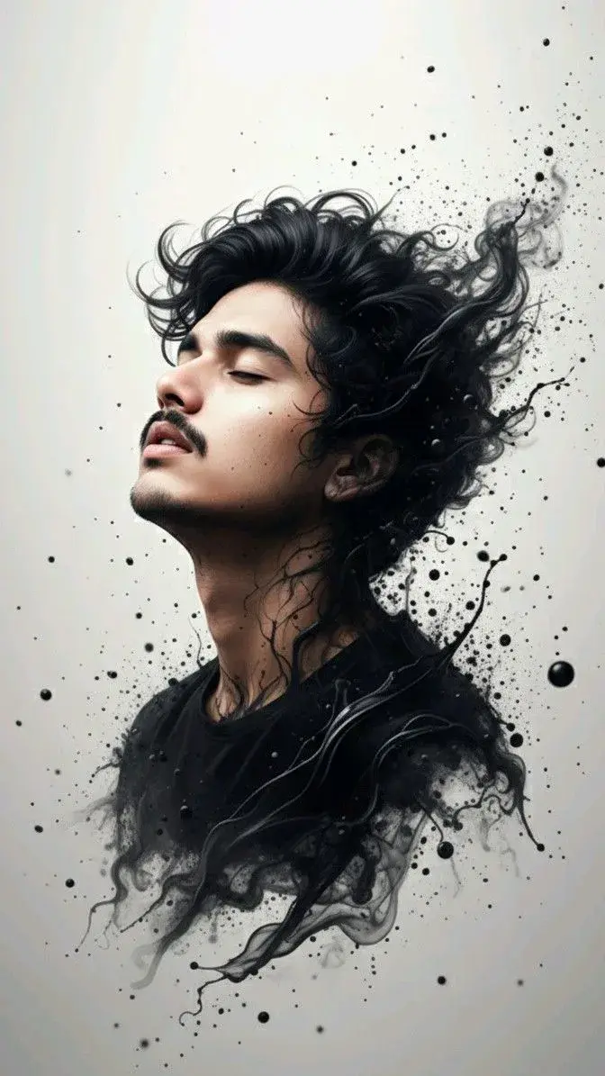 Surreal Dispersion: Black Ink Splatter Art