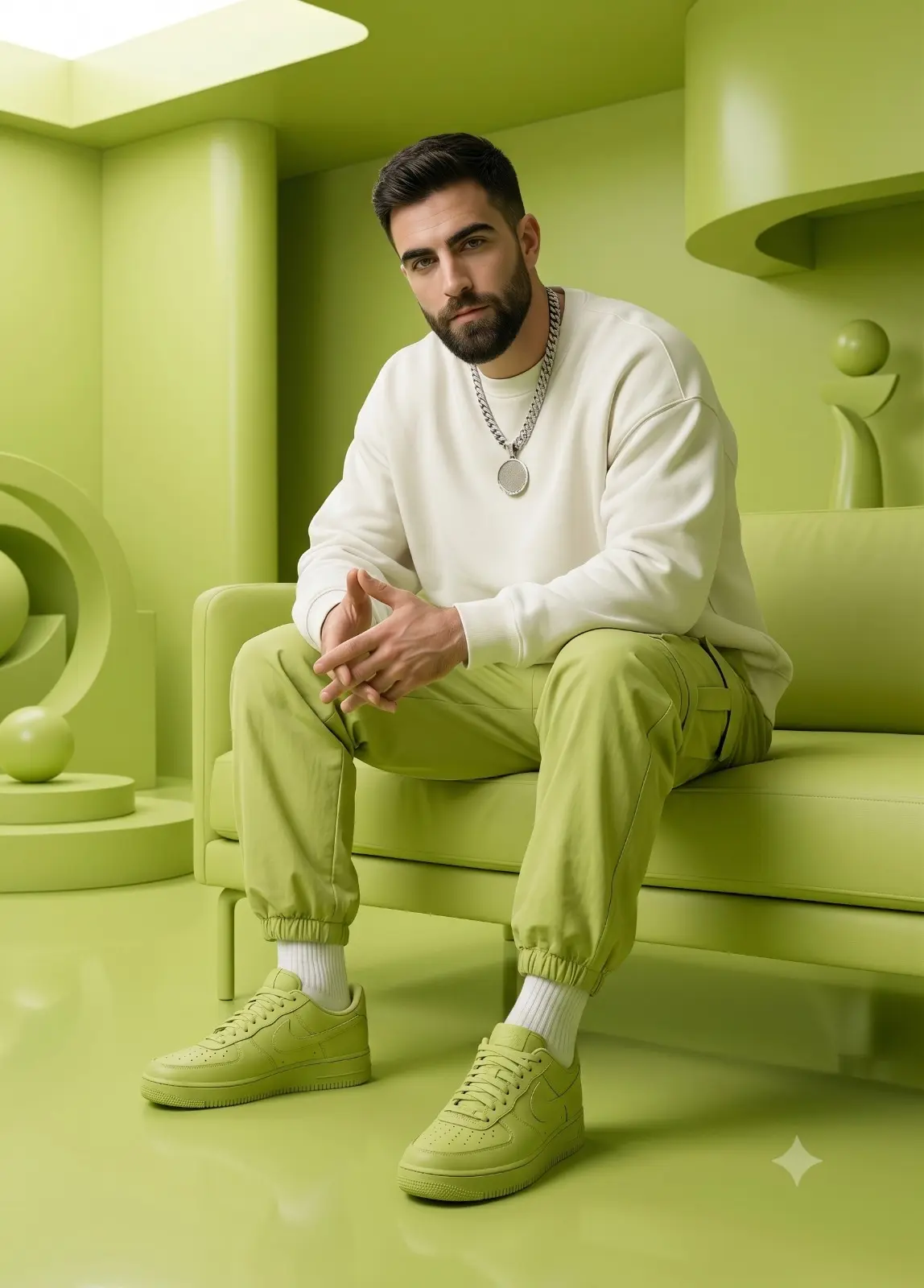 Surreal Green Studio Portrait Of Man
