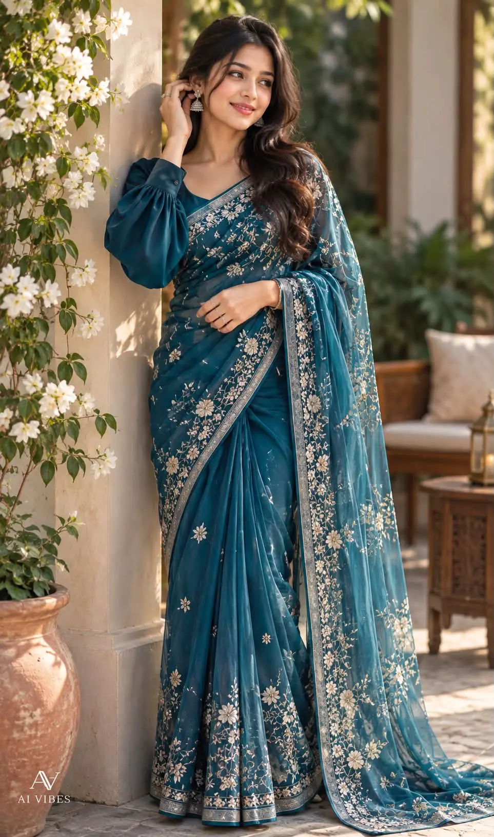 Teal Heritage Elegance Saree