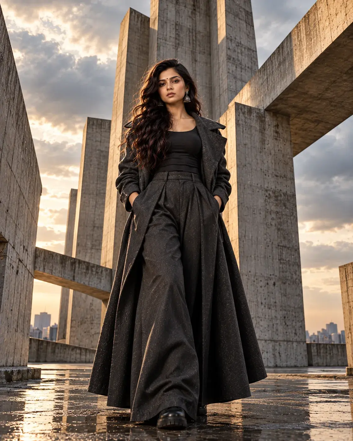 The Concrete Crown — Direct-Gaze Architectural Fashion