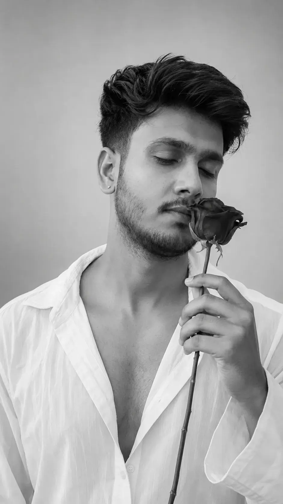 The Last Rose — Cinematic Black & White Portrait