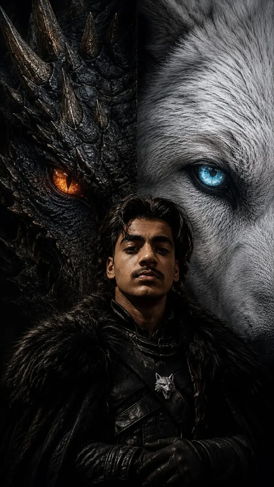 The Wolf & Dragon — Dark Fantasy Portrait