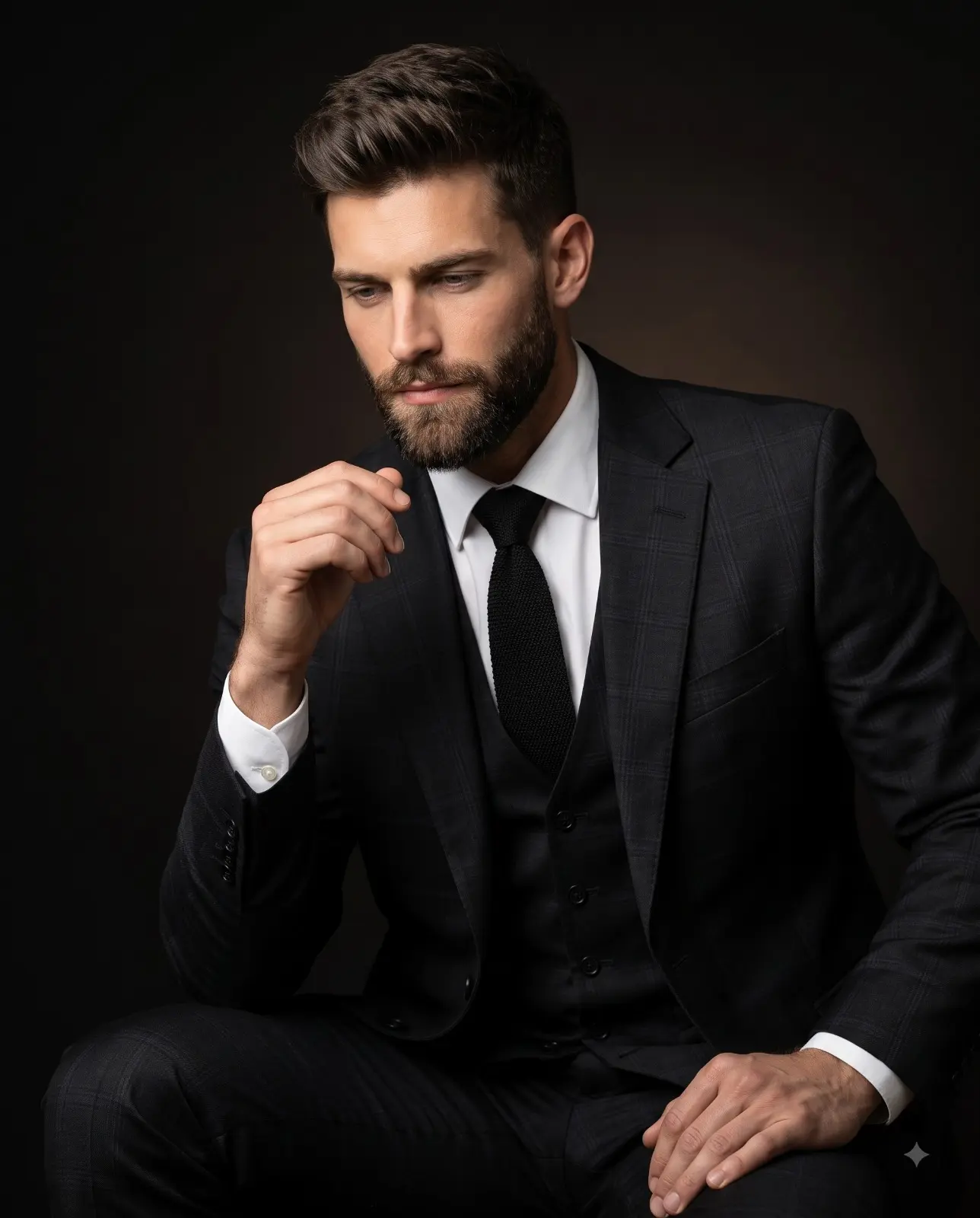 Thoughtful Businessman In A Dark Suit